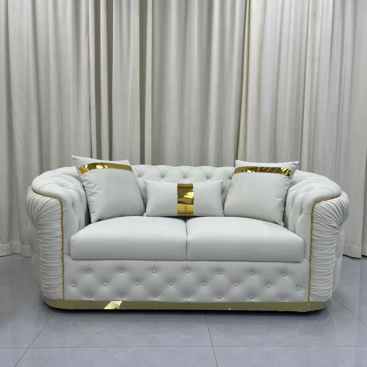 Nelly Velvet Sofa set (Cream)