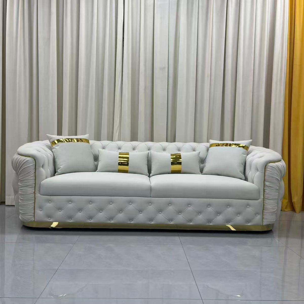 Nelly Velvet Sofa set (Cream)