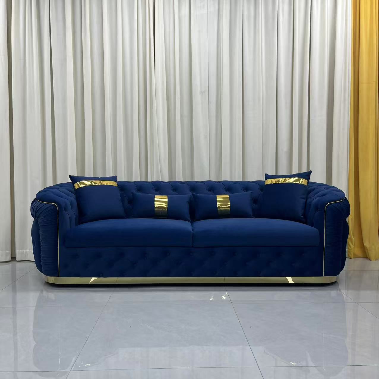 Nelly Velvet Sofa set (Blue)