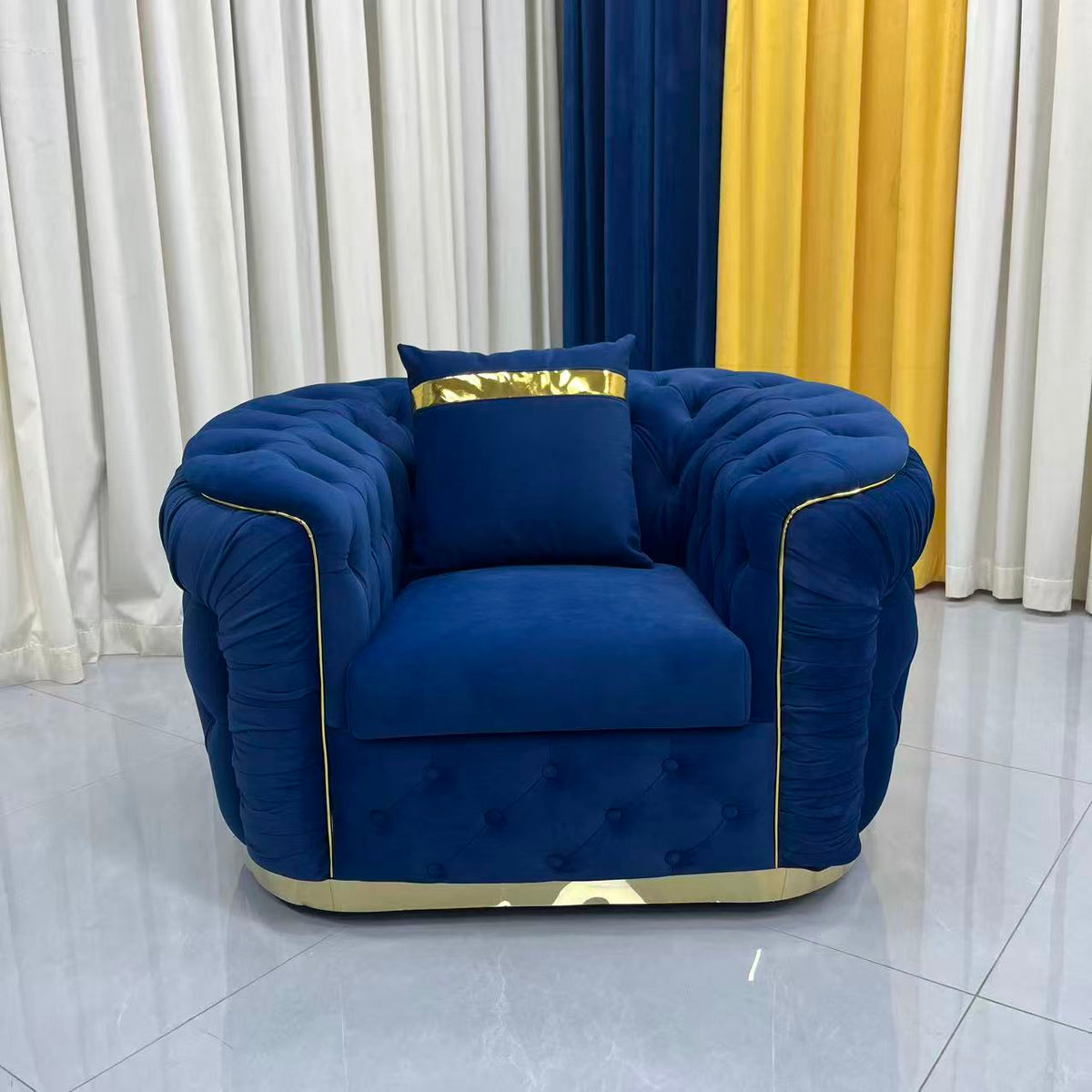 Nelly Velvet Sofa set (Blue)