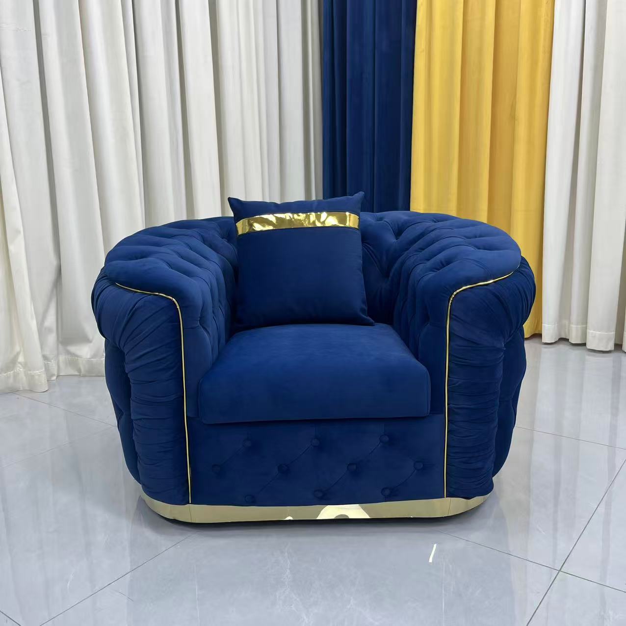 Nelly Velvet Sofa set (Blue)