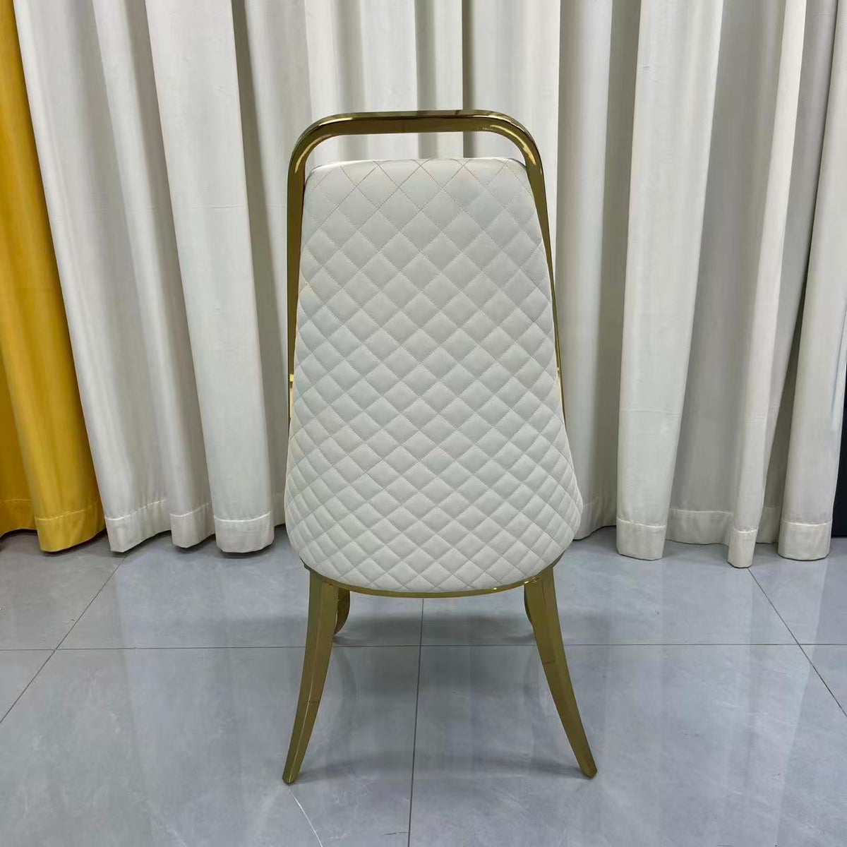 Y2505 - White Leather Chair in Gold