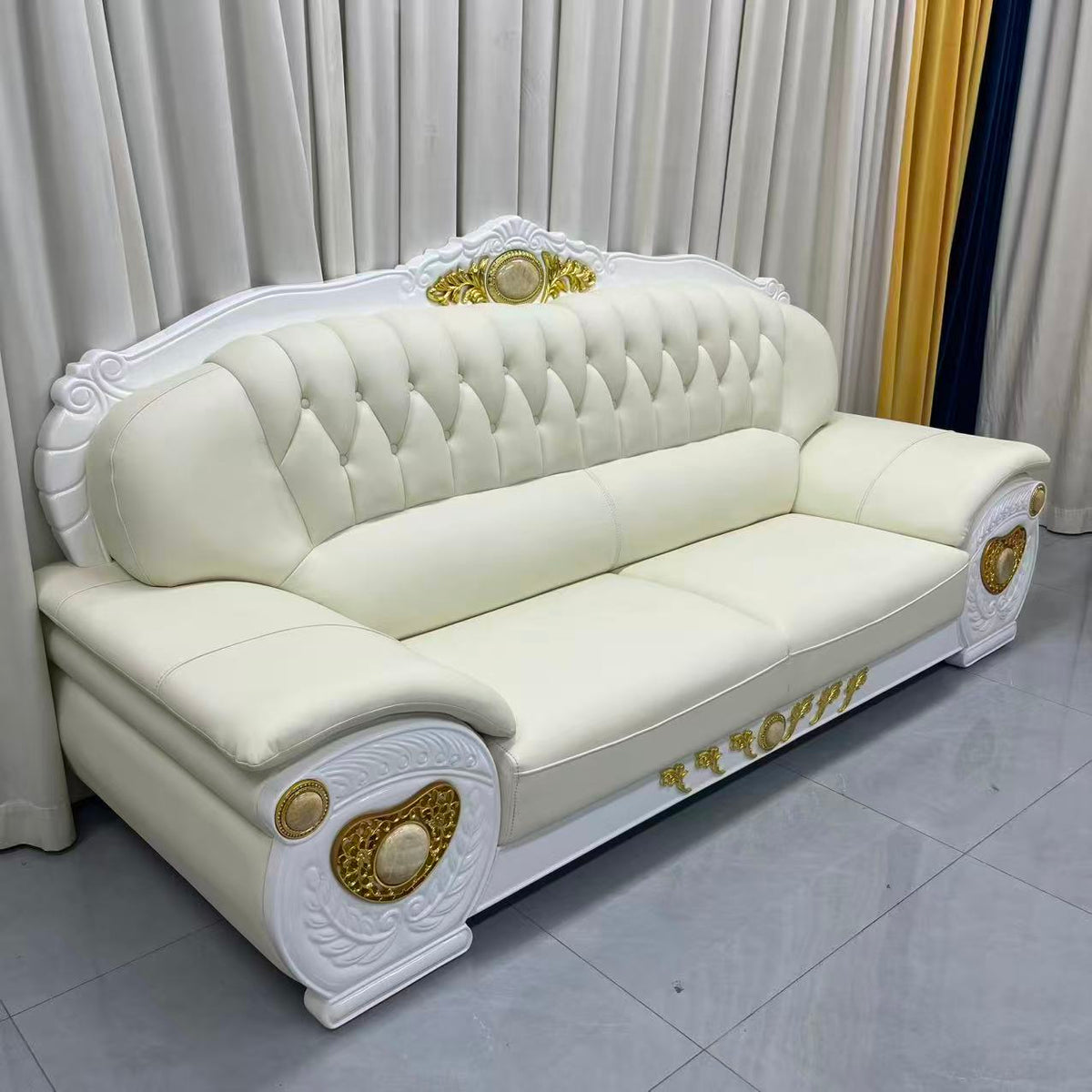 Adrian Real White Leather Sofa set (RBM 3)