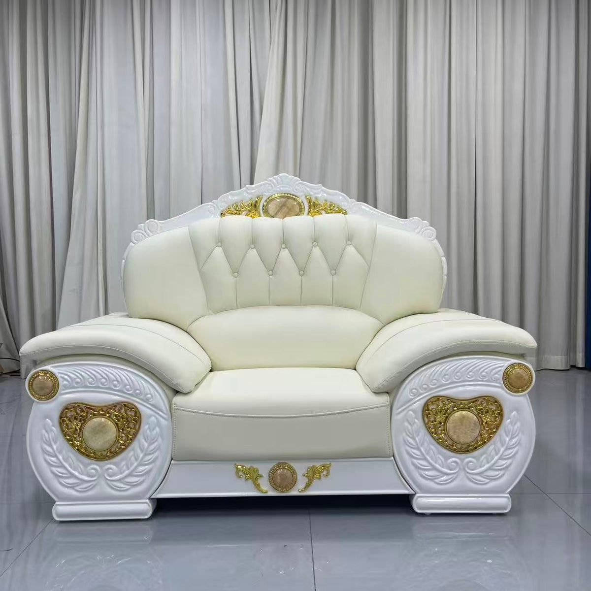 Adrian Real White Leather Sofa set (RBM 3)