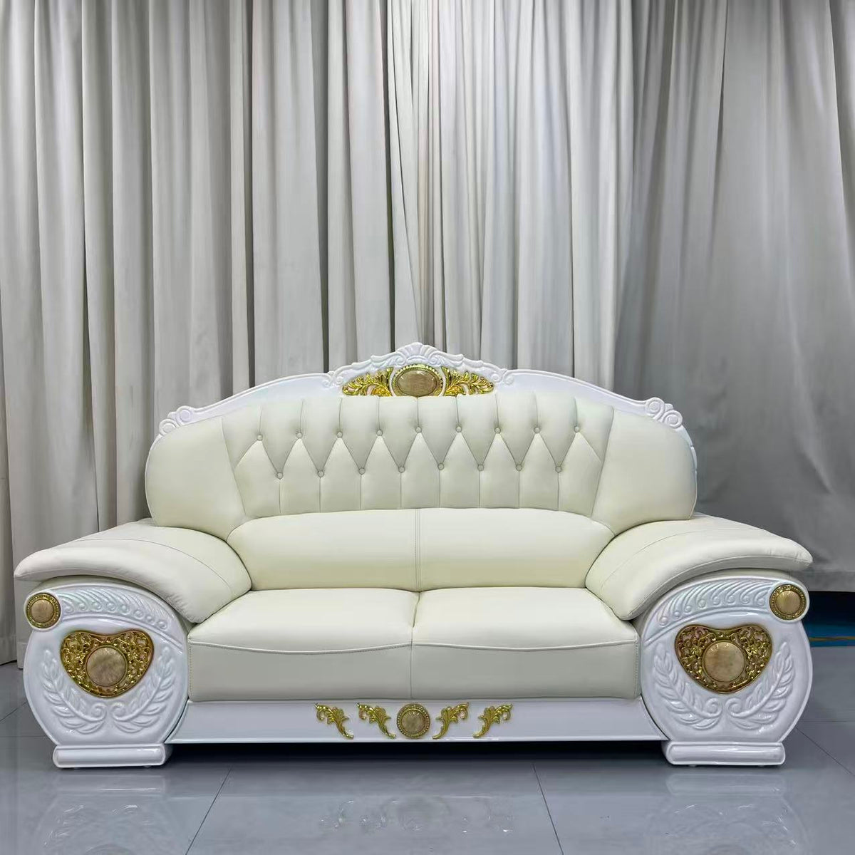 Adrian Real White Leather Sofa set (RBM 3)