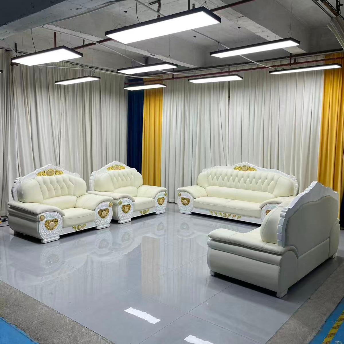 Adrian Real White Leather Sofa set (RBM 3)