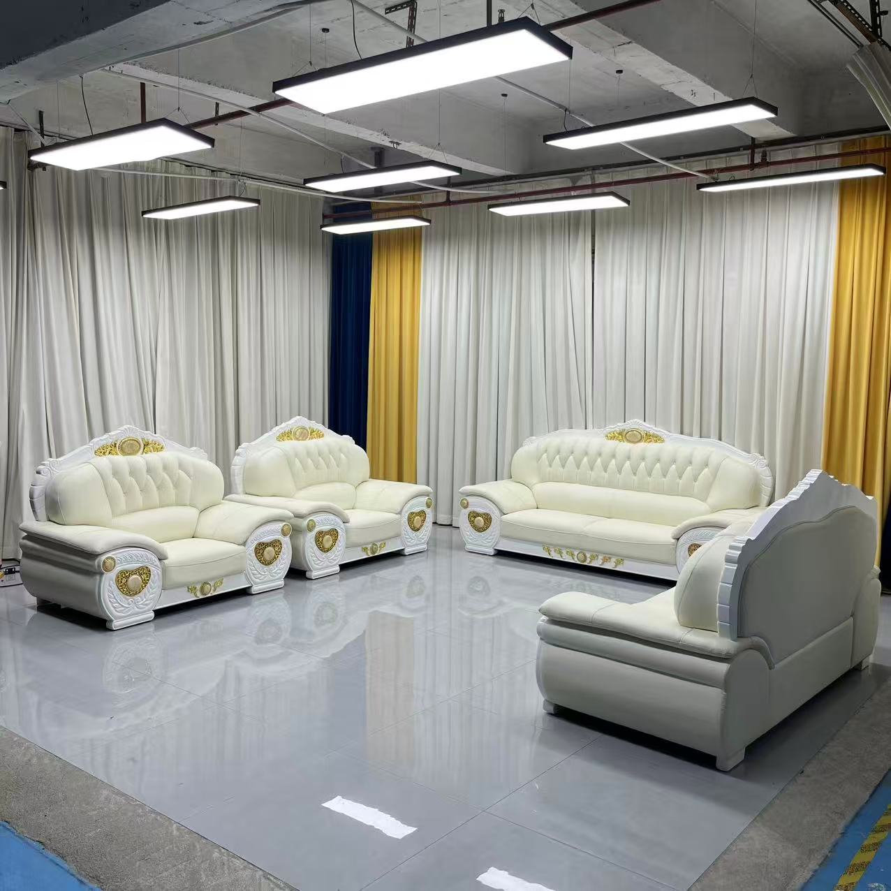 Adrian Real White Leather Sofa set (RBM 3)