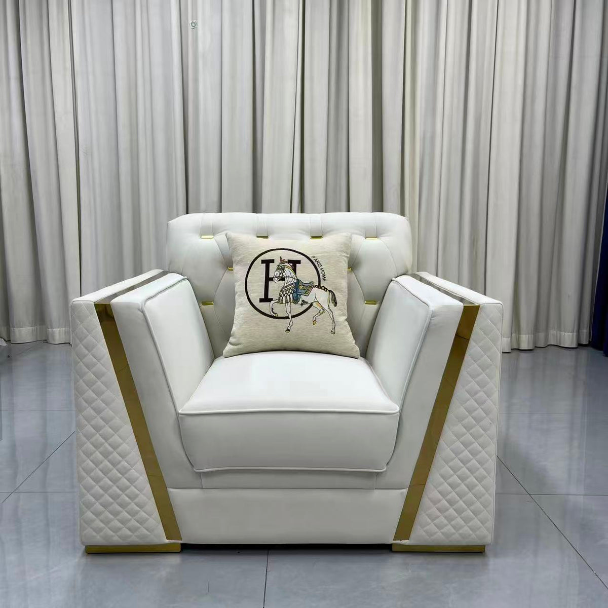 Luxury Cream Holland Velvet Sofa Set