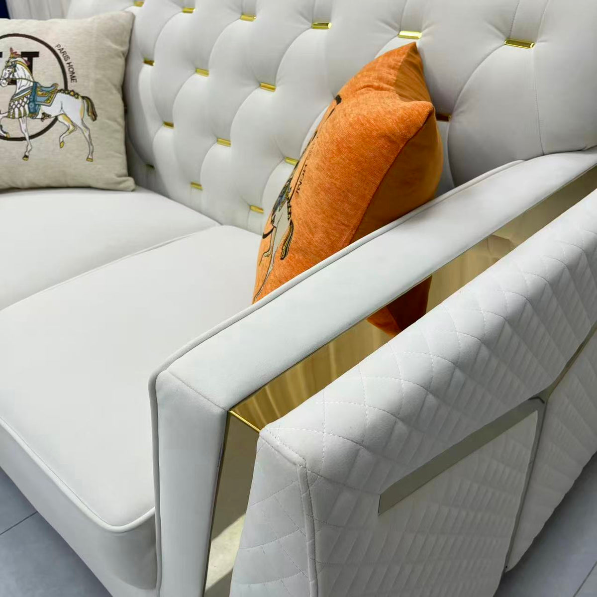 Luxury Cream Holland Velvet Sofa Set