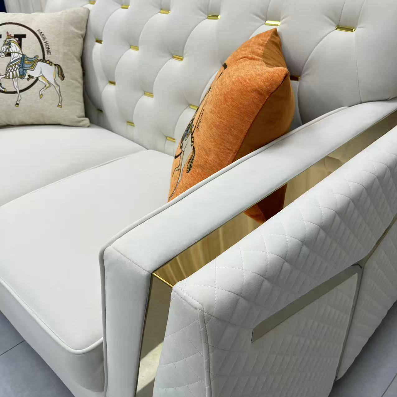 Luxury Cream Holland Velvet Sofa Set