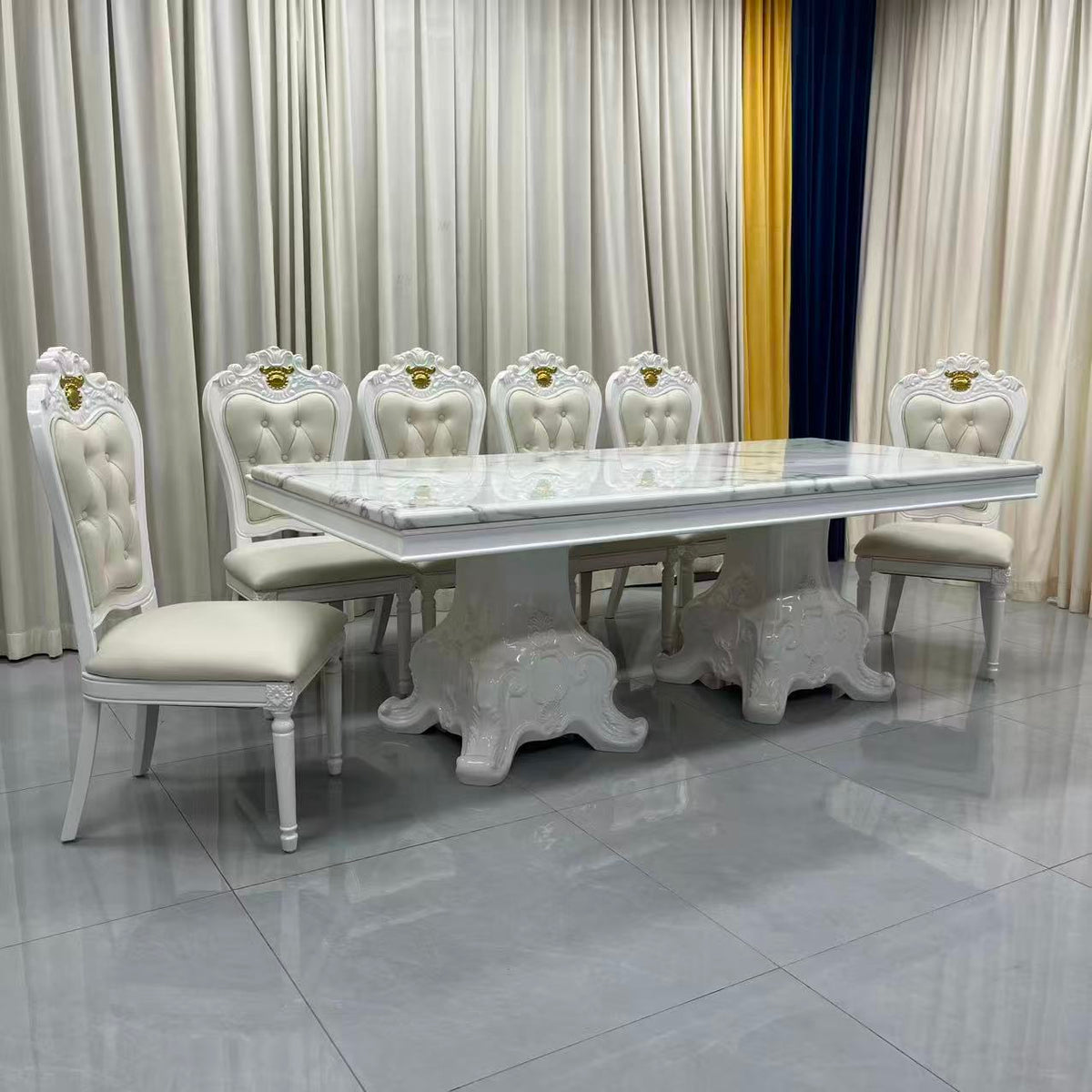 DH9055 Marble Dining Table with 8 Chairs