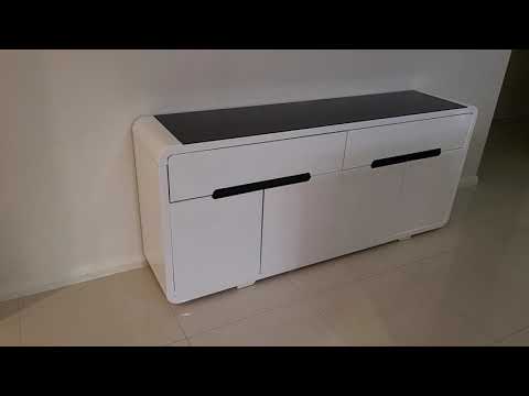 White Wine Modern Classy Display / Storage Dining Room Buffet Cabinet with 2 drawers and 4 Shelves