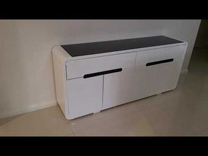 White Wine Modern Classy Display / Storage Dining Room Buffet Cabinet with 2 drawers and 4 Shelves