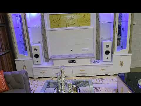 RBM Classic Home an Online Store / Shop/ Retailer with Exclusive Furniture. White Wall TV Cabinet with Plenty of storage Shelves and Drawers. Glass Mirrored Coffee Table in Silver and Square shaped