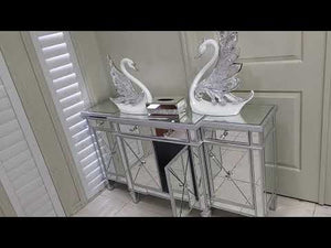 Mirrored Buffet Cabinet in Silver, with 4 Shelves and 3 Drawers