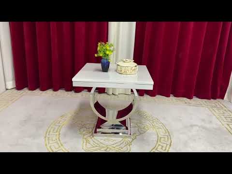 Introducing a Classic and Modern Marble Top in Square shaped Side Table with Silver Stainless Steel Frame With a Wow Factor
