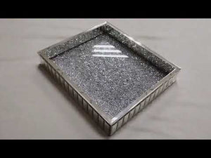 Beautiful and Classic Diamond Crushed Glass Decorative Mirror in Silver