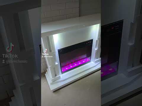 White Glass Fireplace Reflector with Bluetooth