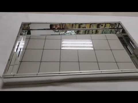 Silver Glass Mirrored Decorative Tray 003