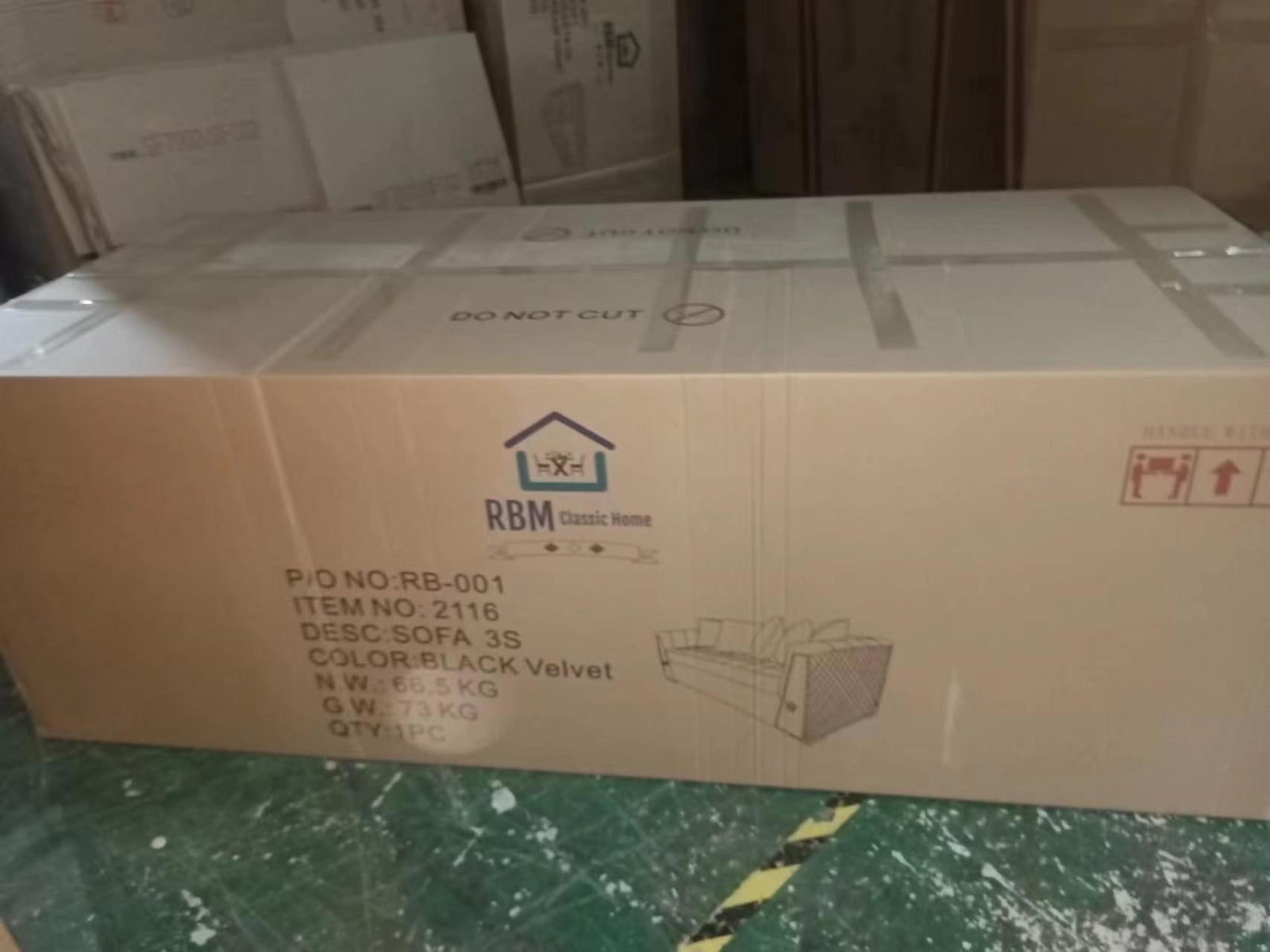 Modern Black Velvet Comfortable Sofa / Couch set of 6-Seater with a Golden Trim Edge and Coffee Table