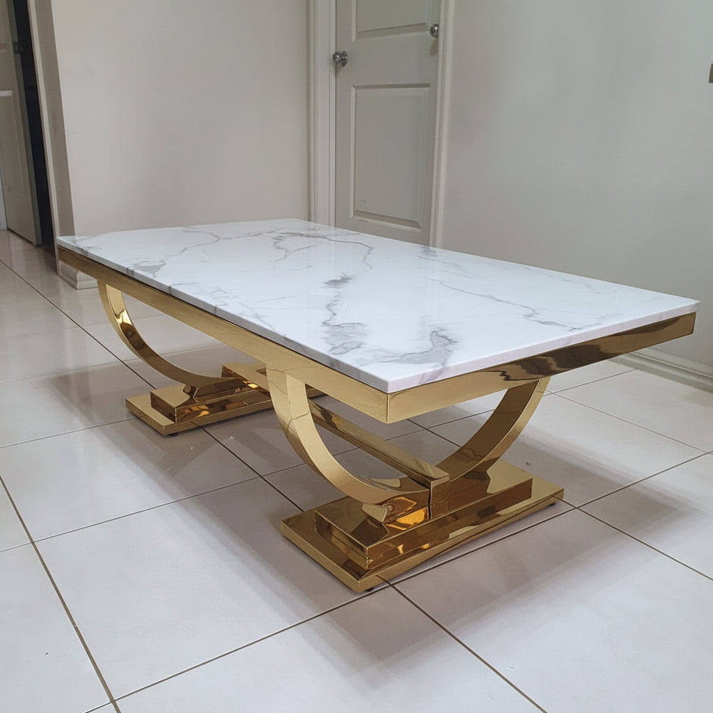 White Coffee table with Stainless Steel frame