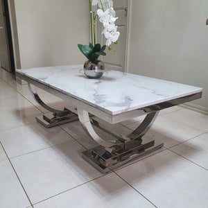 White Coffee table with Stainless Steel frame