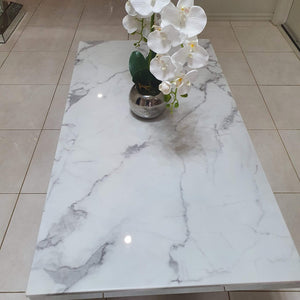 Classy  White Marble Coffee Table with Stainless Steel Frame