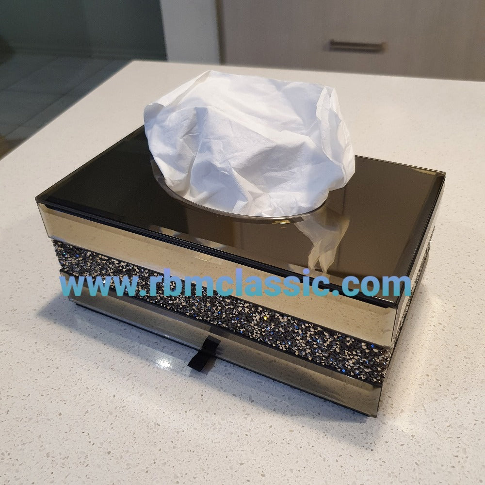 Glass Mirrored Tissue Box