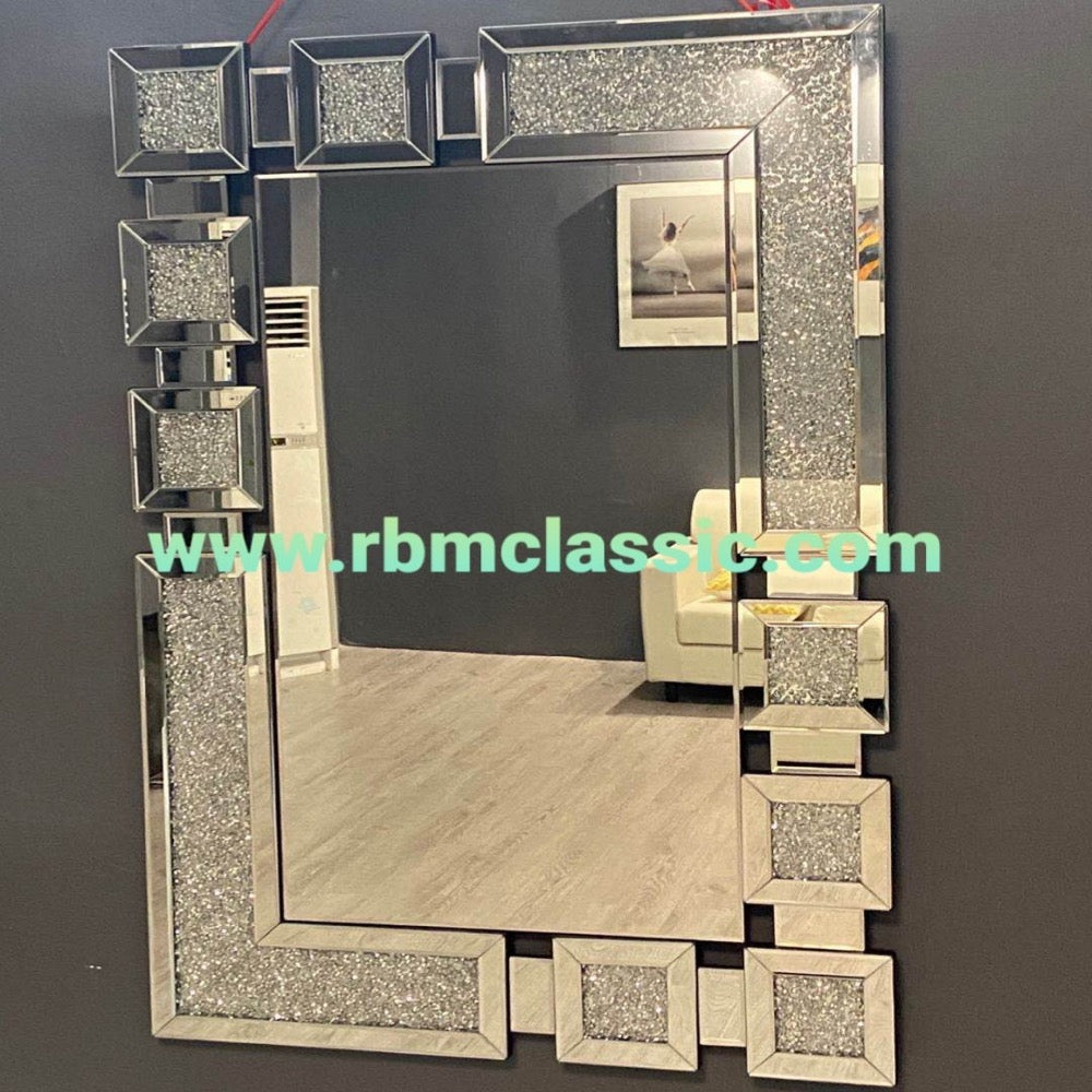 Silver Diamond Crushed Glass Hallway Wall mirror