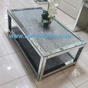 Elegant Diamond Crushed Glass Coffee Table