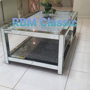 Classy Diamond Crushed Glass Mirrored Coffee table