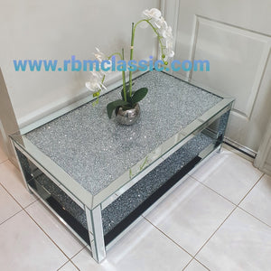 Coffee table with glass crushed diamonds