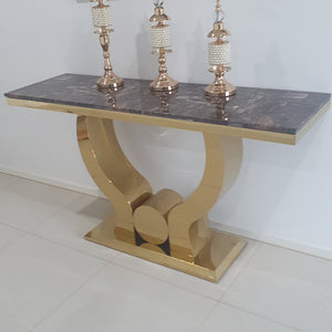 RBM Classic Home Online Furniture Store with Beautiful and Stylish Modern Classy Marble Hallway Console Table with Silver Stainless Steel Frame