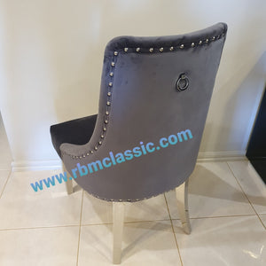 Grey Velvet Dining Room Chairs with Stainless Steel frame