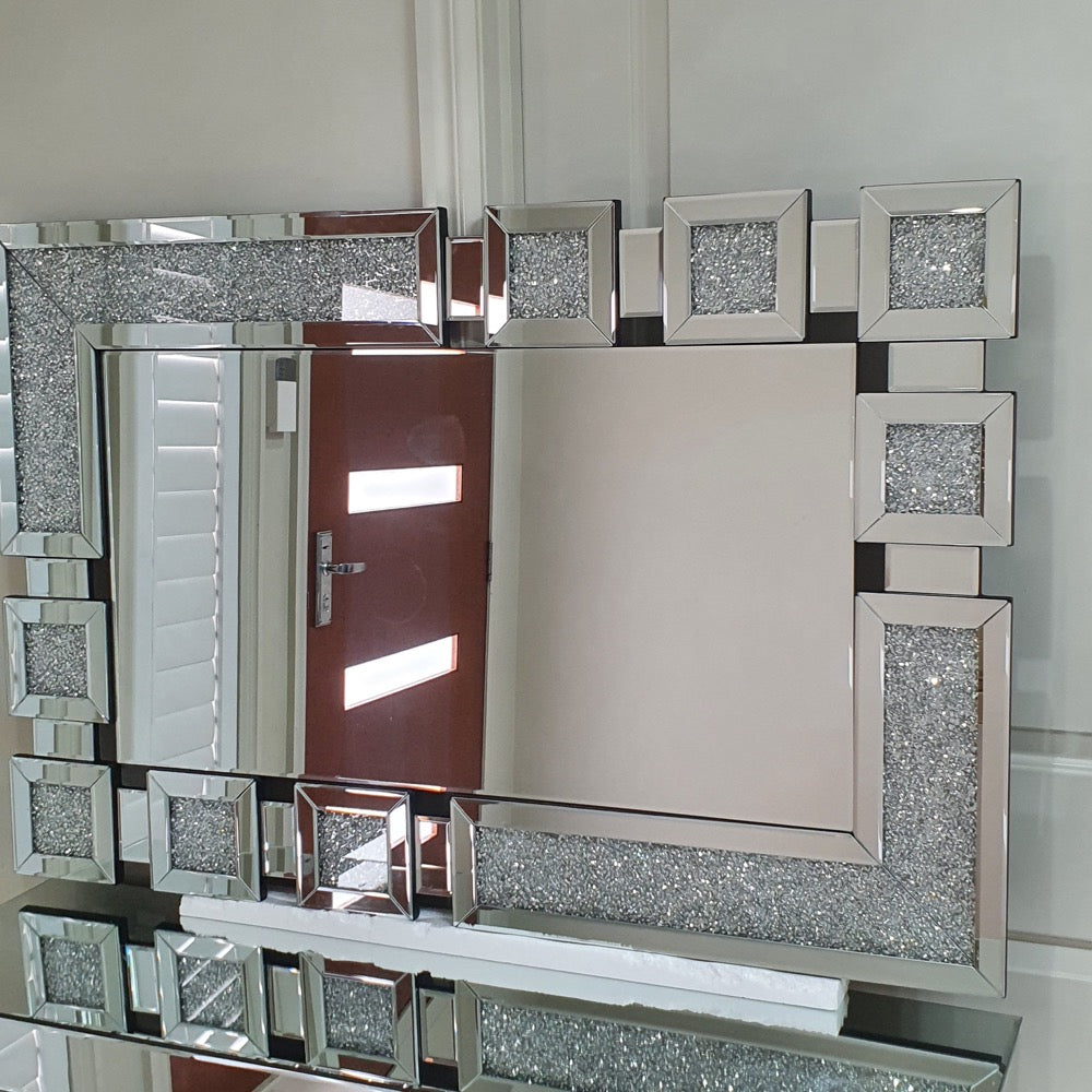 Silver Diamond Crushed Glass Wall Mirror 