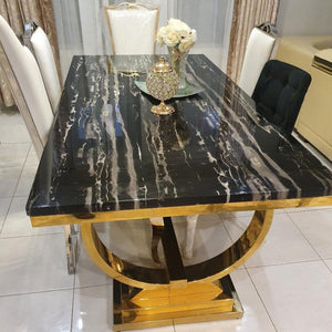 Marble Dining Table With Stainless Steel Frame