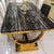 Classic Marble Dining Table with 8 Dining Room Chairs in Gold Stainless Steel frame