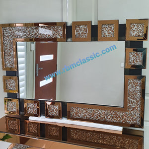 Rose Gold Diamond Crushed Glass Hallway wall mirror