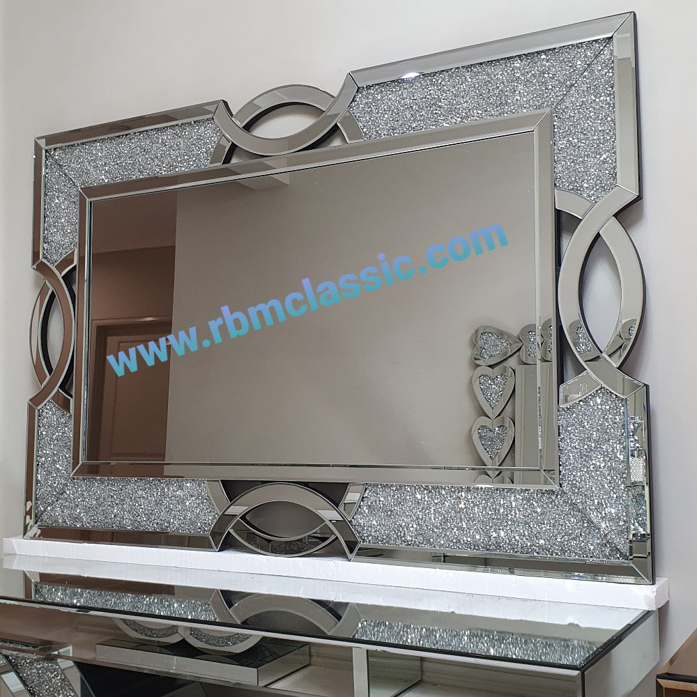 Elegant Design Diamond Crushed Glass Hallway wall mirror