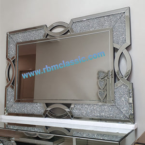 Silver Elegant Design Diamond Crushed Glass Hallway wall mirror