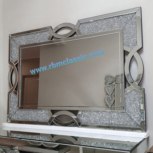 Silver Diamond Crushed Entry Wall Mirror