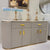 Buffet Cabinet in Bronze Storage Dining Room Buffet Cabinet with  4 shelves an 2 Drawers in Grey MDF and Bronze