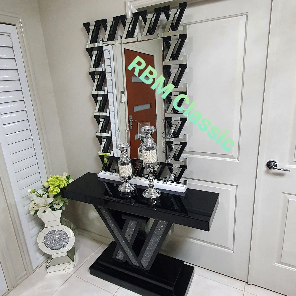 Ashton Console Table & Mirror in Black, Console Sets