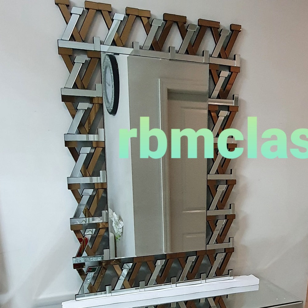 VL Shaped Glass Mirrored Hallway Wall Mirror