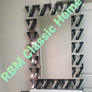 LV Glass Mirrored Hallway Wall Mirror in Black