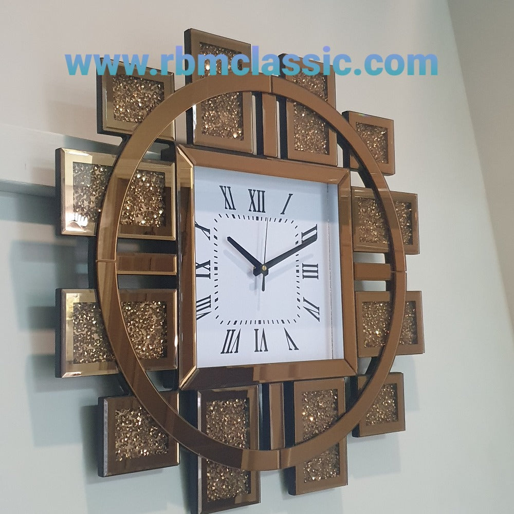 Silent Glass Mirrored Wall Clock