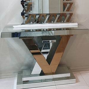LV Mirrored Glass Hallway Console Table