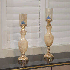 Glass Mirrored Decorative Candleholders set of 2