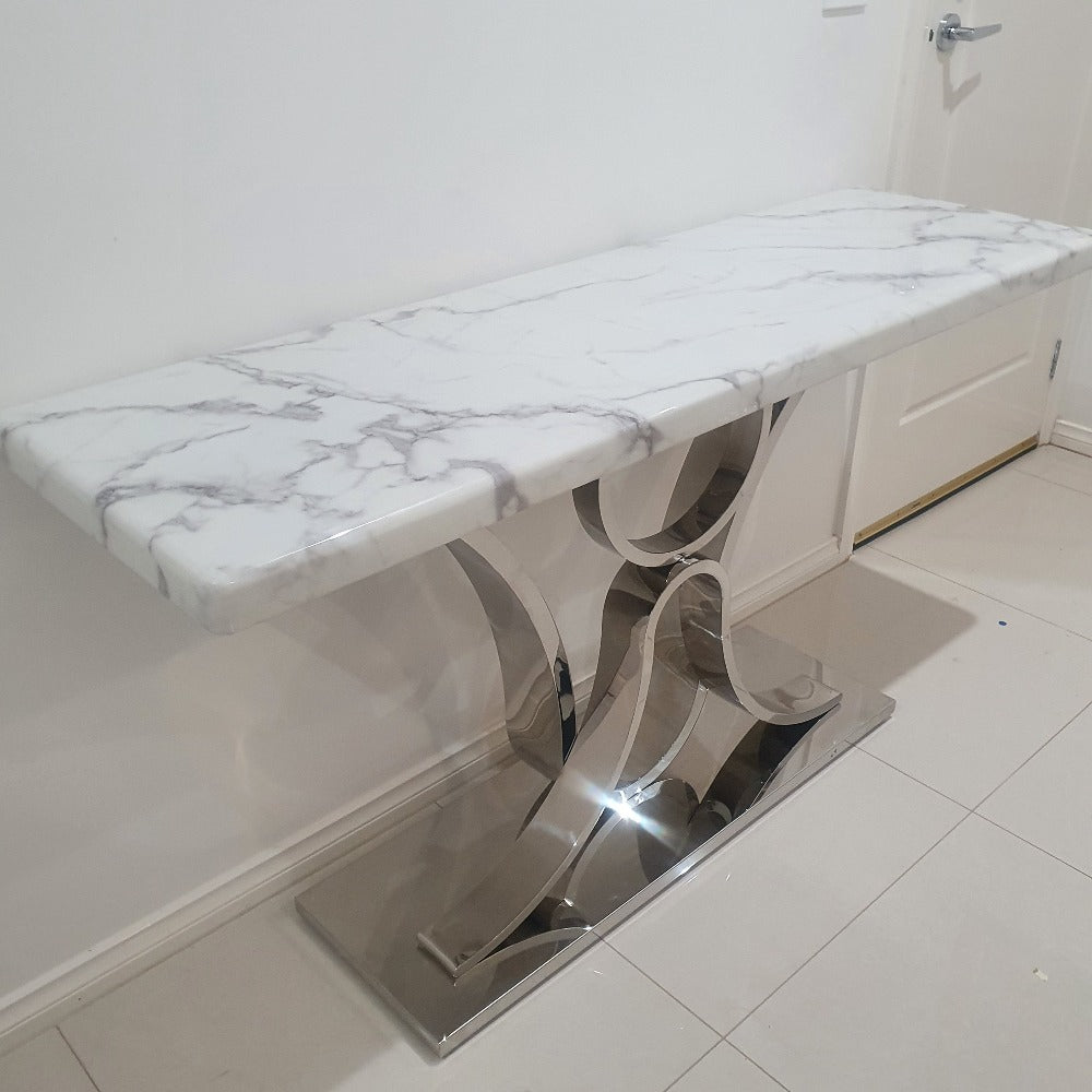 Hallway Console Table in Silver Stainless Steel frame
