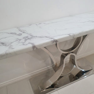 V8 Hallway Console table in Silver Stainless Steel frame